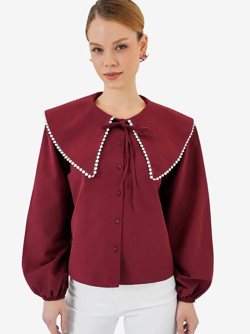 BIG DART BDART Poplin Baby Collar Shirt with Bow